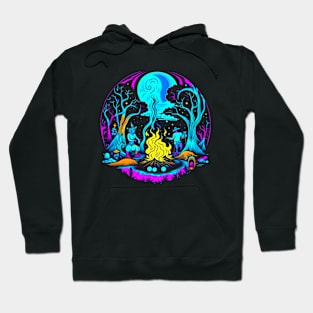 Trippy Abstract Witches Coven Forest Campfire Hoodie